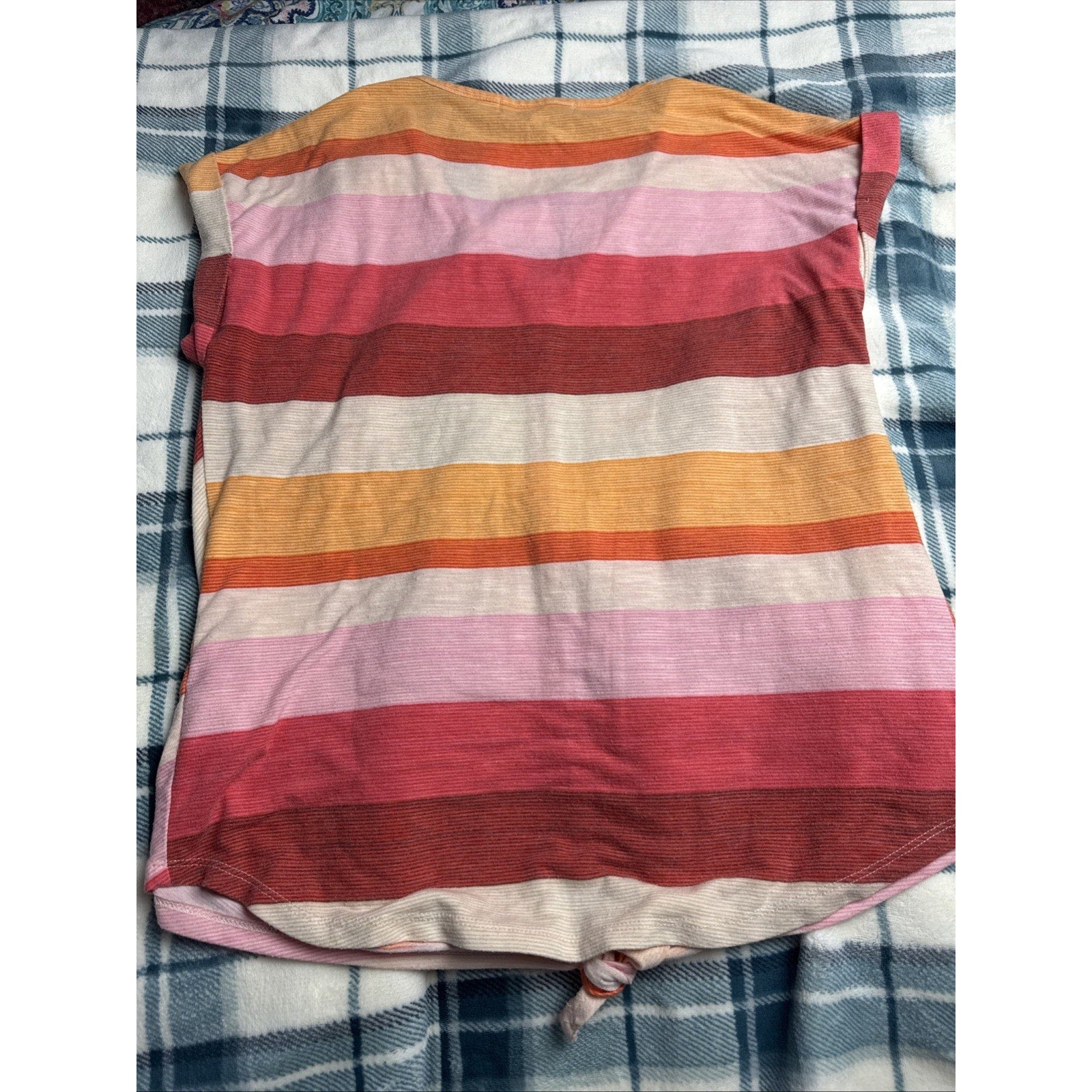 Vintage Rose Top Size Medium Chevron Print Pink Orange Mauve Pullover Buttons