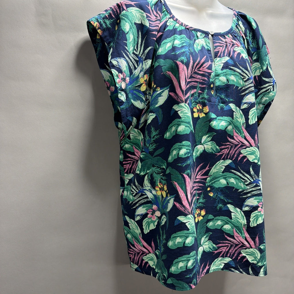 Ann Taylor Loft Women's Botanical Flutter Sleeve Shell Top Shirt Floral XL