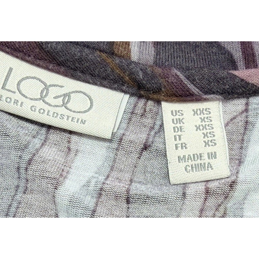 LOGO by Lori Goldstein Long sleeve Slouchy Abstract Rayon Blend Tunic Blouse XXS