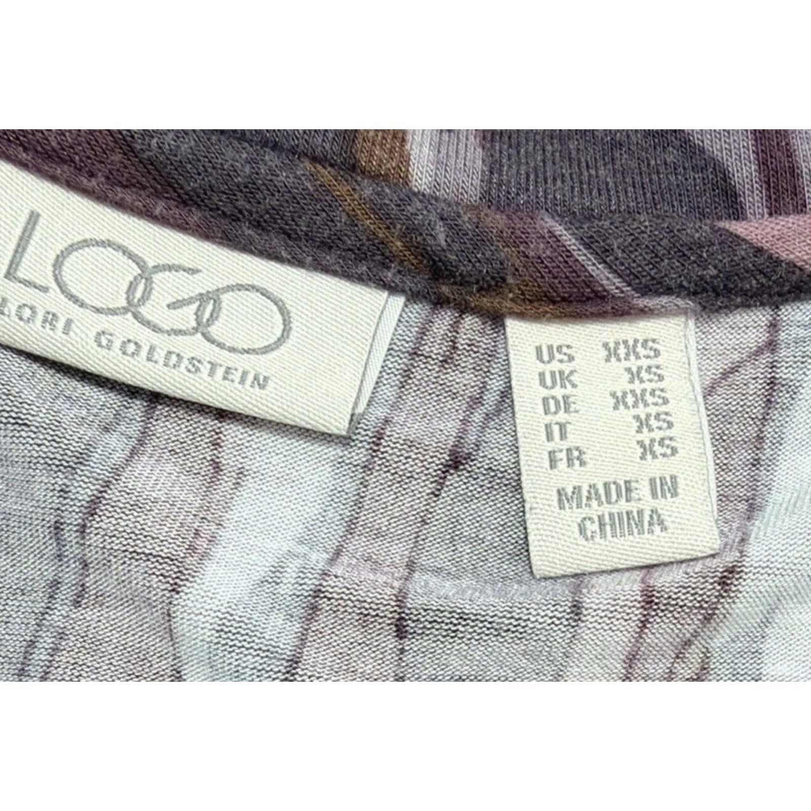 LOGO by Lori Goldstein Long sleeve Slouchy Abstract Rayon Blend Tunic Blouse XXS