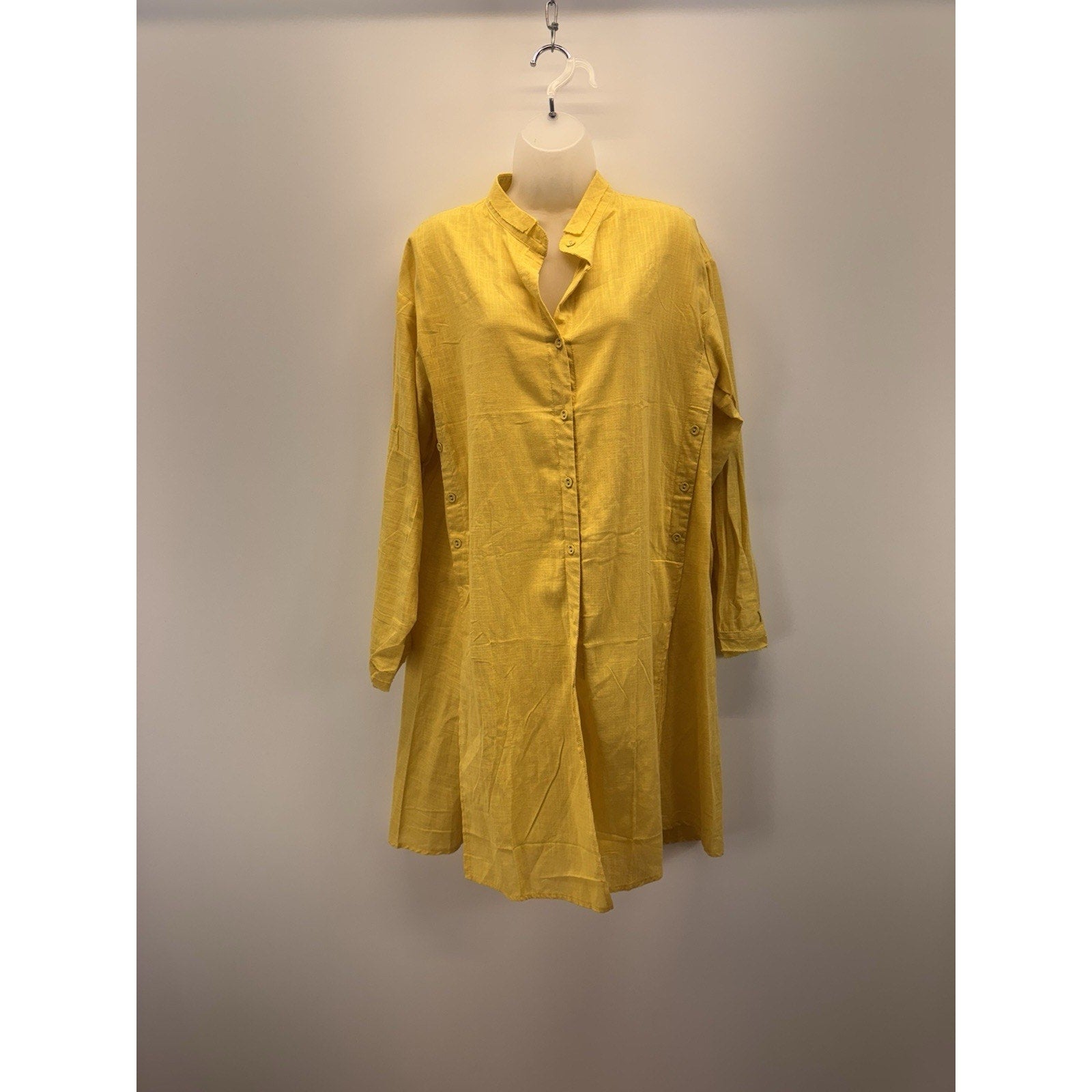 ZANZEA Mustard Yellow Tunic Top Blouse Button Sides Women’s Size XL NWT