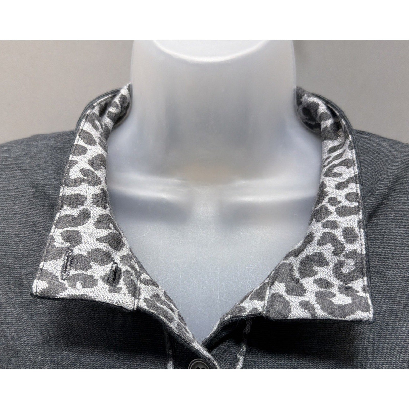 Alfred Dunner Traveler Jacket Womens 16W Gray Animal Print Trim Button Up NWT