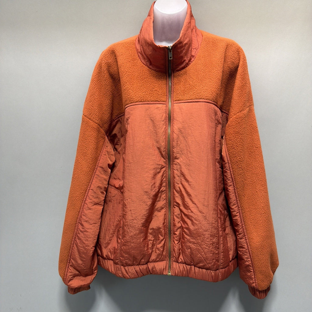 Wild fable Women’s Penny Jacket Full Zip Fleece Orange XXL NWT