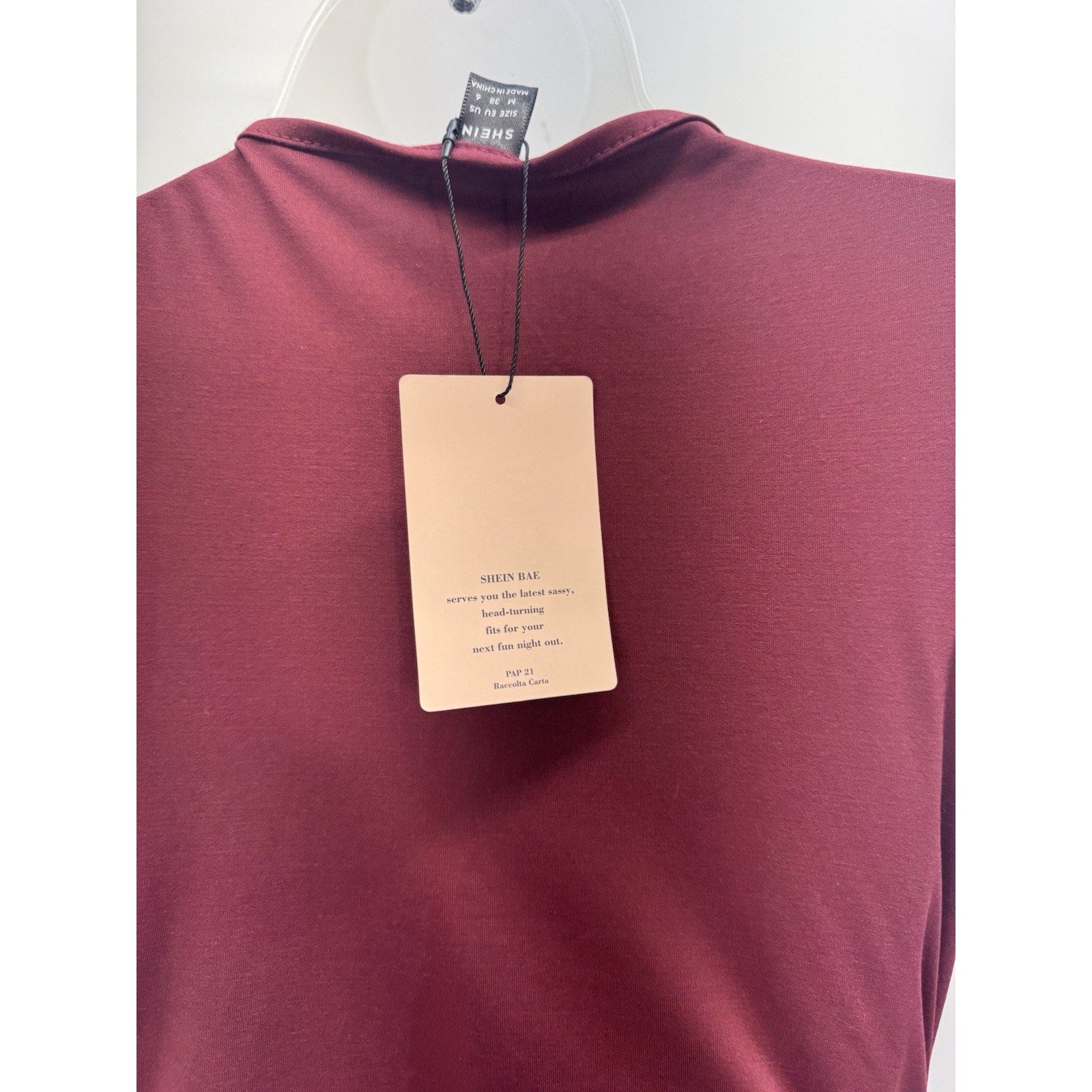 Shein Bae Curve Maroon Layered Ruffle Sleeveless Dress Women's Size Medium NWT