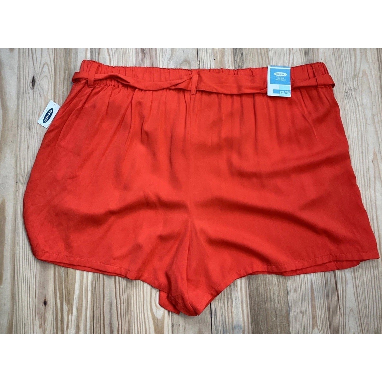Nwt Old Navy Shorts Womens XXL Orange High Rise Flamingo Tulip Pockets
