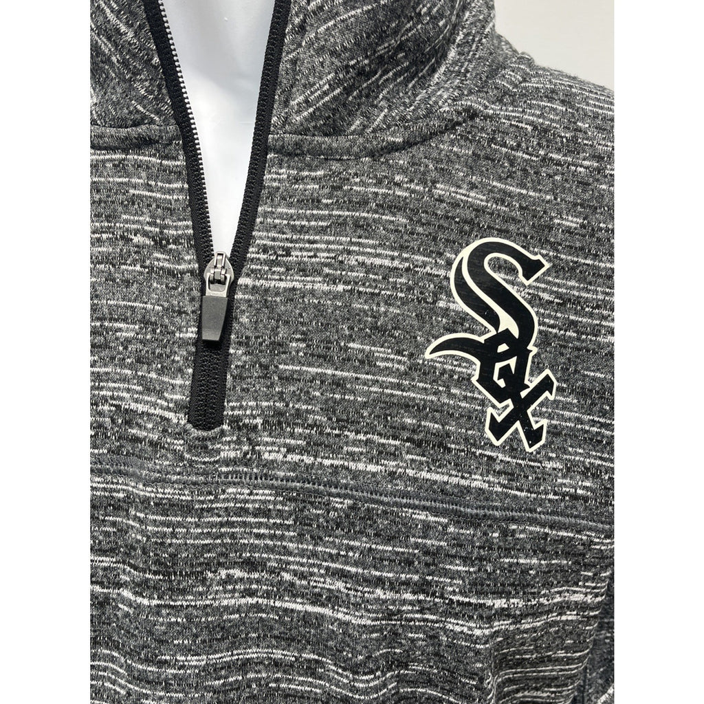 Chicago White Sox Mens Majestic 1/4 Zip Longsleeve Fleece Grey Shirt Size XL EUC