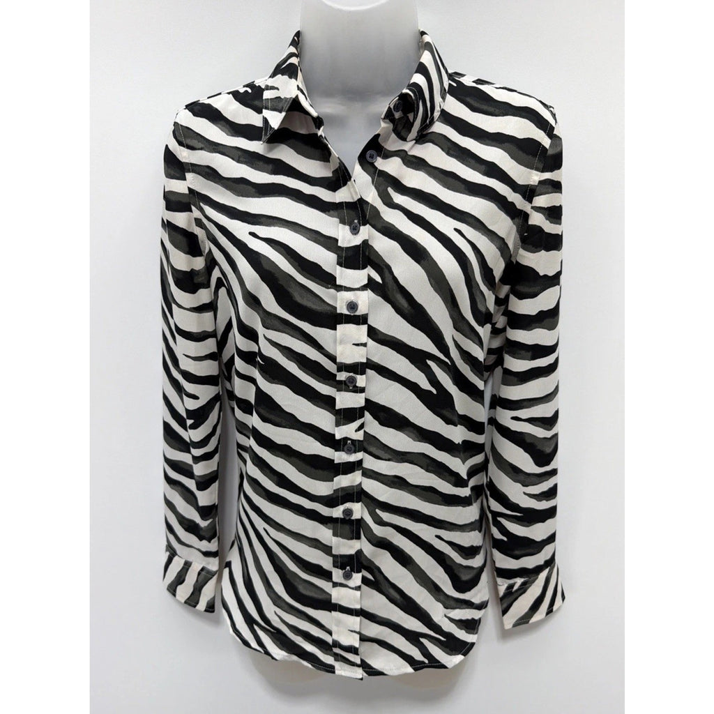 Banana Republic Button Up Womens XS Zebra Long Sleeve Dillon Classic Fit
