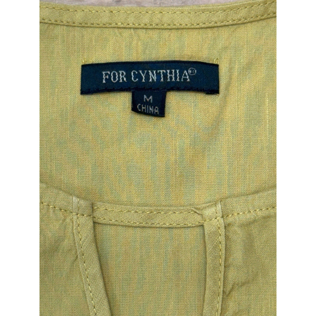 For Cynthia (Rowley) Linen Blend Mustard Women's Asymmetrical Dress Size Medium