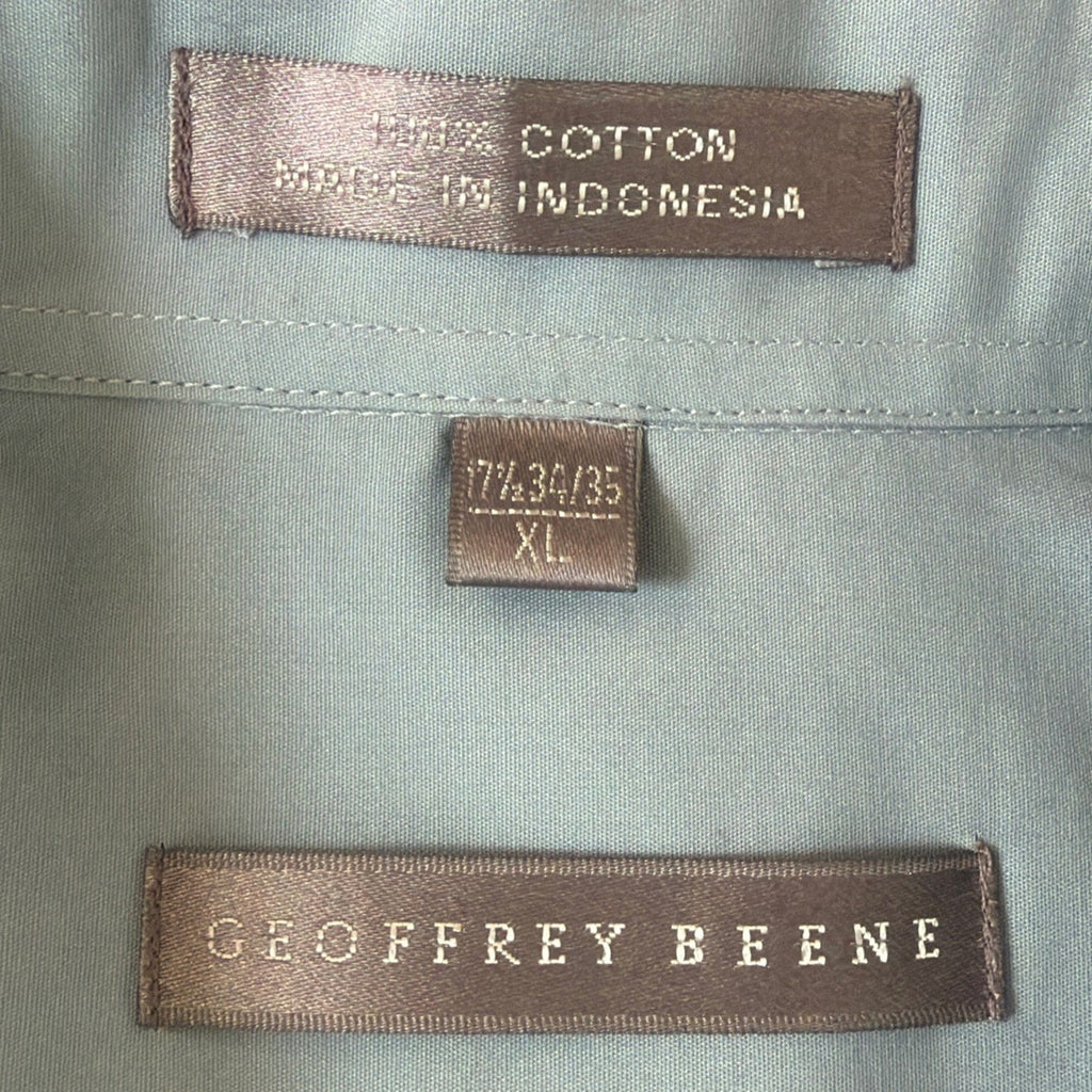 Geofrey Beene Dress Shirt Mens XL 17.5-34/35 Blue Long Sleeve Wrinkle Free NWT