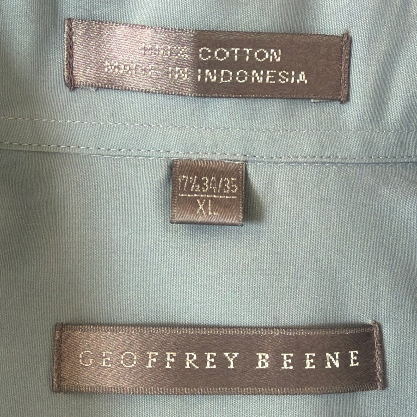 Geofrey Beene Dress Shirt Mens XL 17.5-34/35 Blue Long Sleeve Wrinkle Free NWT