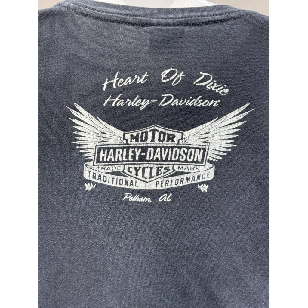 Heart Of Dixie Harley Davidson Black Long Sleeve T-shirt Women’s Size L Alabama