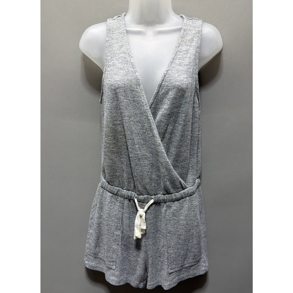 Lou & Grey X Loft Sleeveless Jumpsuit Shorts Grey Tie Waist One Piece Size XS