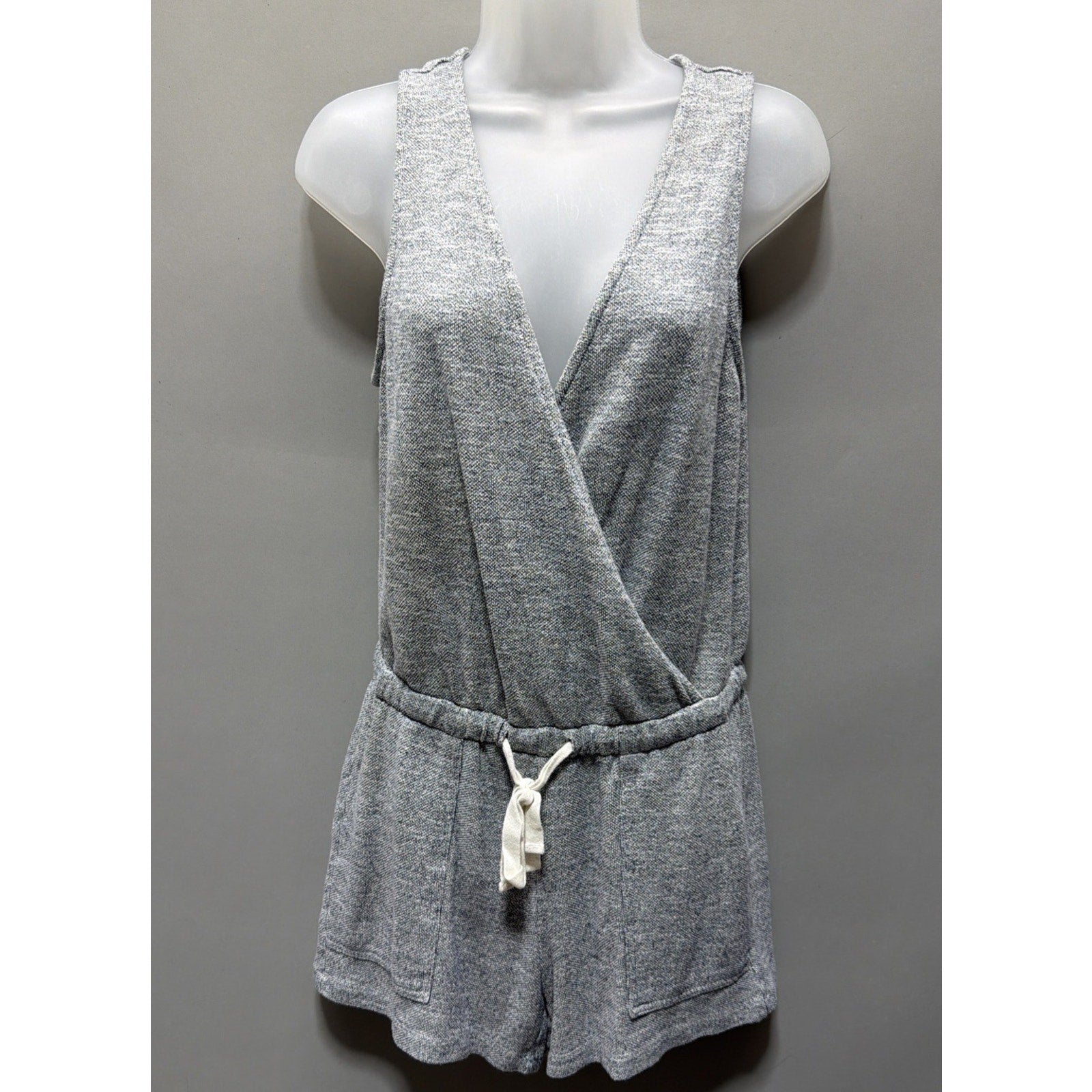 Lou & Grey X Loft Sleeveless Jumpsuit Shorts Grey Tie Waist One Piece Size XS