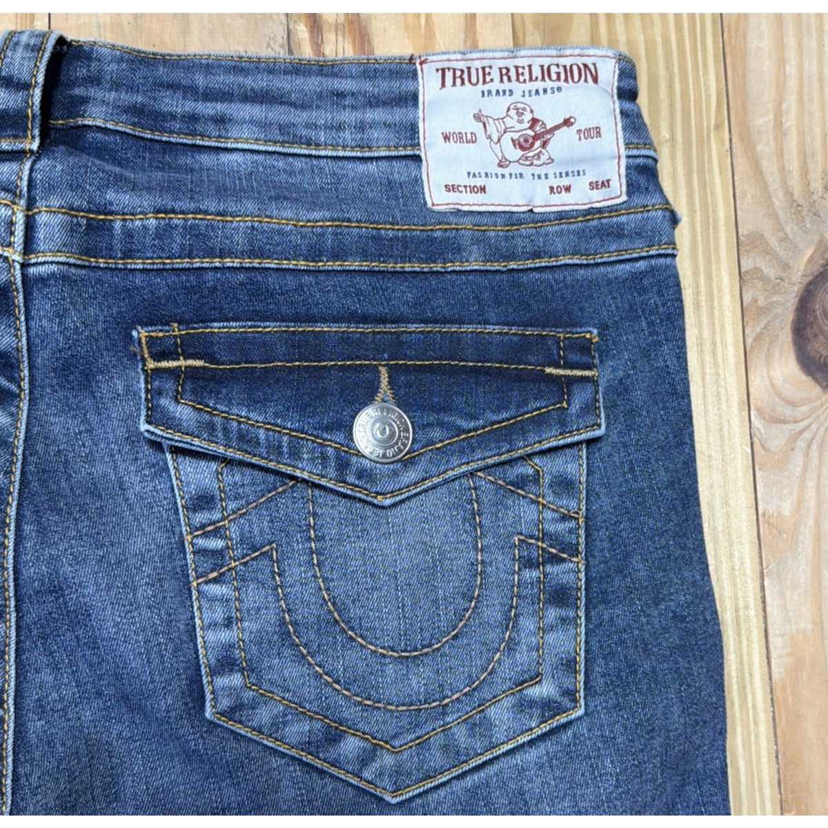 True Religion Jeans women size 31x33 Billie Mid Rise Straight Flap Pocket