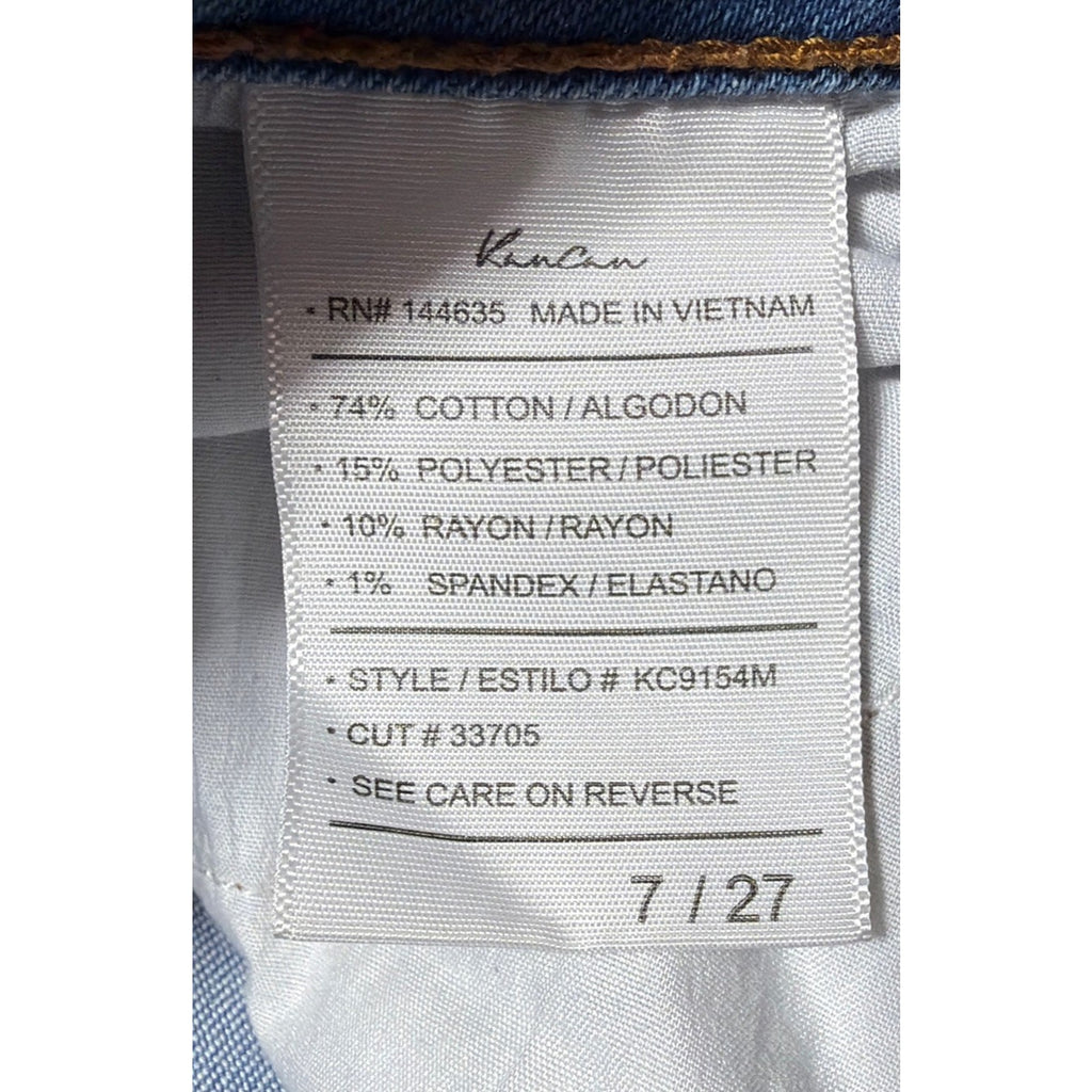 KanCan Jeans Women 7/27 Blue Skinny High Rise Denim Distressed Button Fly