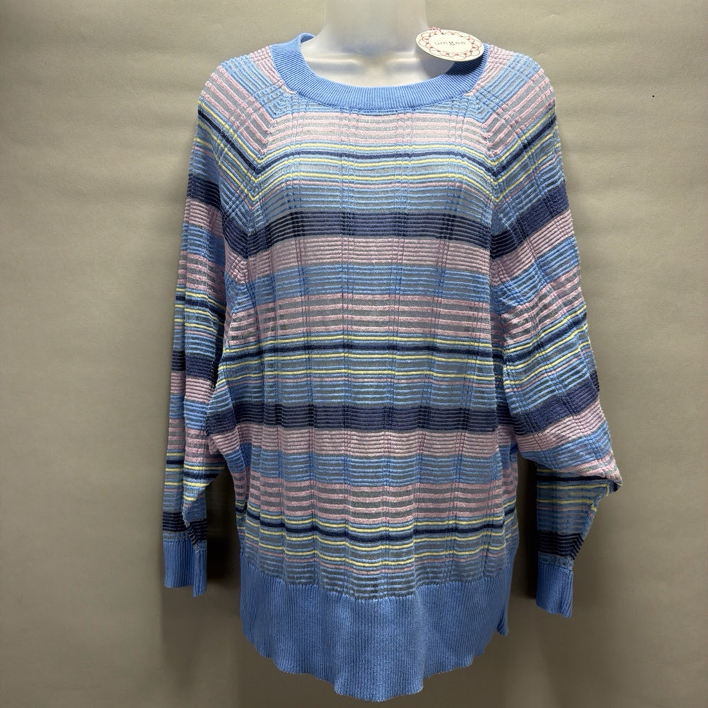 Umgee Striped Beach Cover Up Long Sleeve Size S Oversized Vacation Top NWT