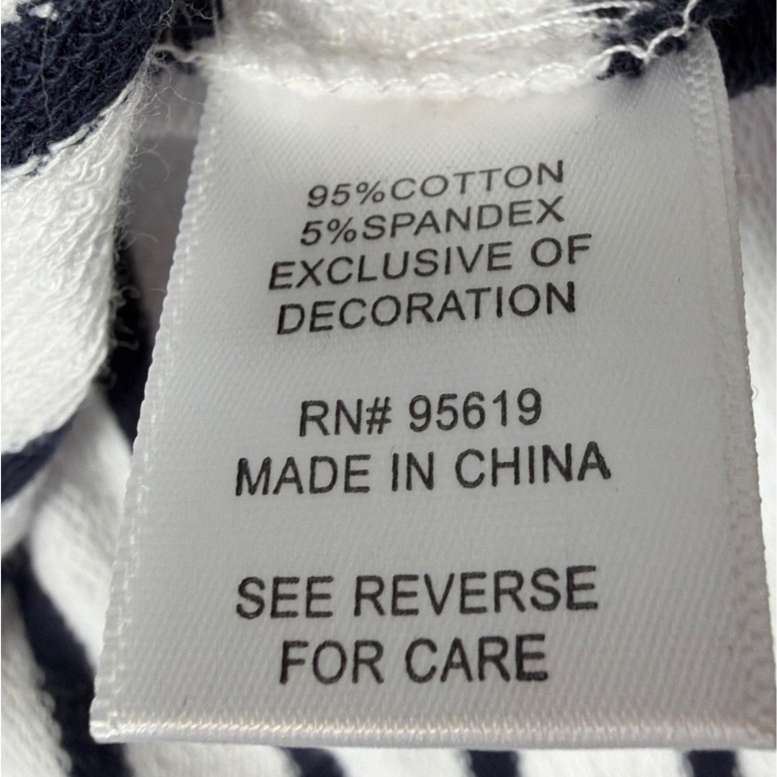 Women's Fever White&Navy Striped Rose Embroidered French Terry Shirt 2X New