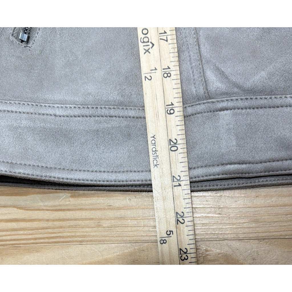 Philosophy Faux Suede Taupe Gray Asymmetrical Zip Moto Crop Jacket Size Large