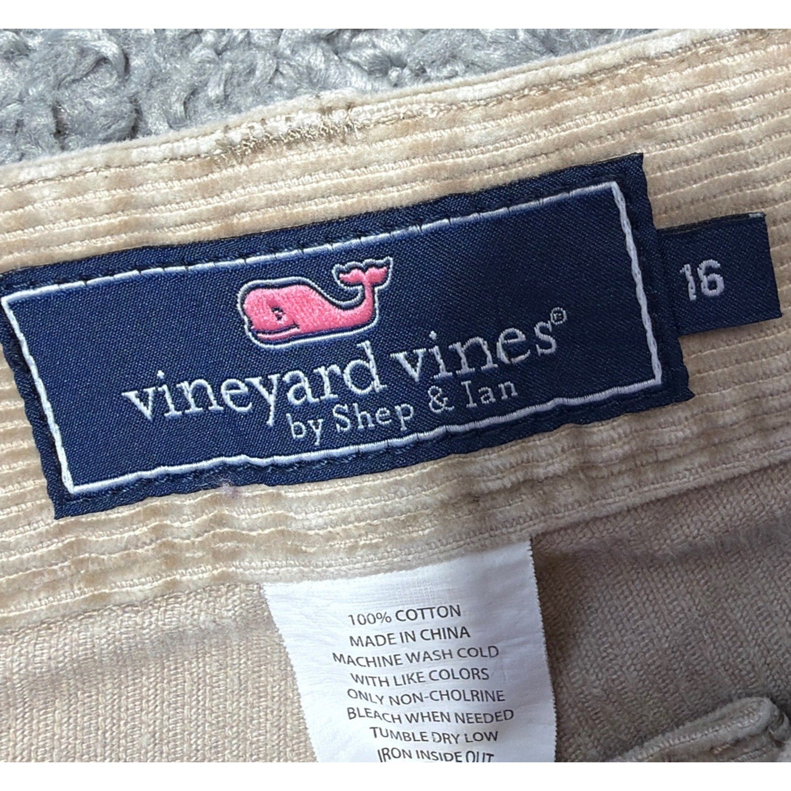 Vineyard Vines Shep & Ian khaki Corduroy Stretch Casual Pants Woman’s 16 28x28.5