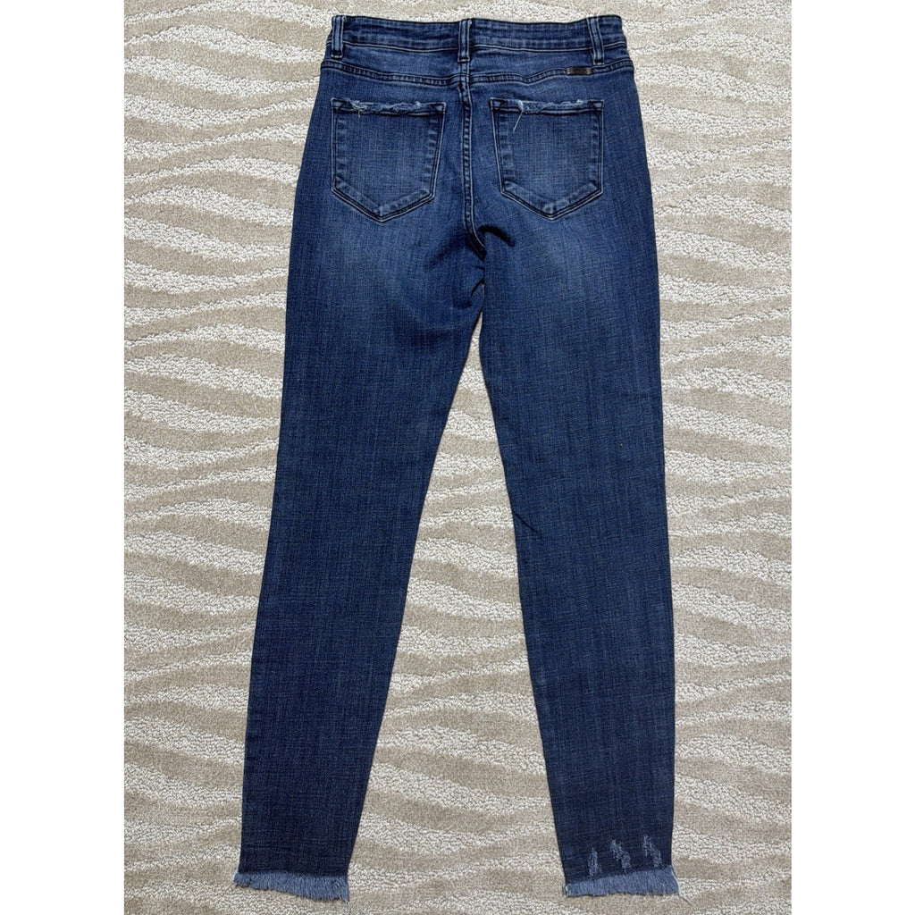 KanCan Jeans Womens 7/27 High Rise Skinny Button Fly Distressed Raw Hem Blue