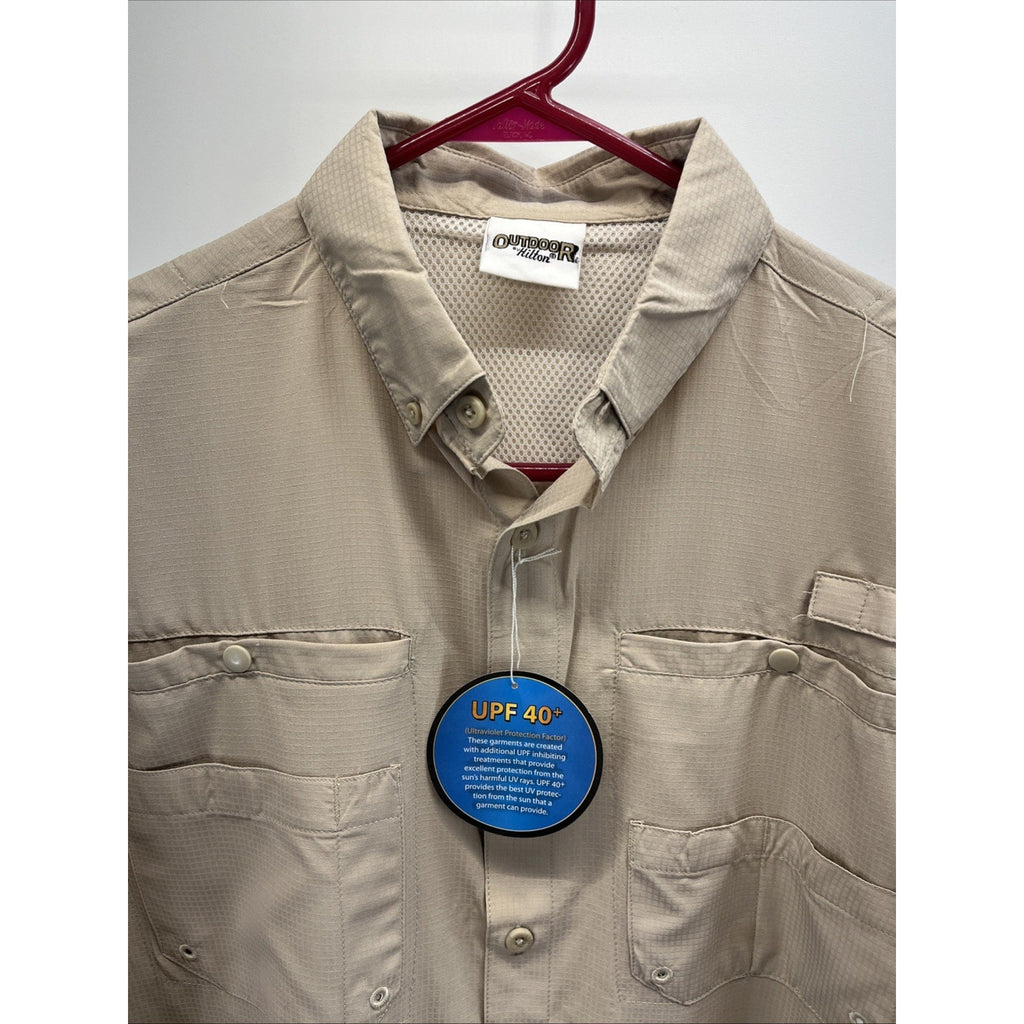 NWT Outdoor by Hilton Men's Size M Button Shirt Tan SS Fishing Outdoor Shirt