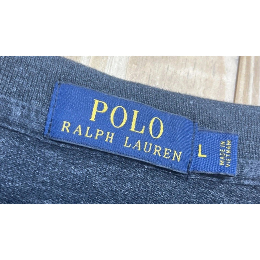Polo Ralph Lauren 1/4 Button Up Sweater Size Large Gray Red Pony Collared Cotton