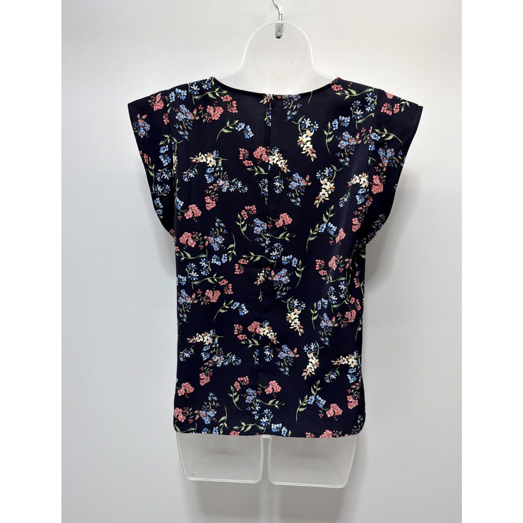 Express Blue Floral Short Sleeve Blouse Women’s Small