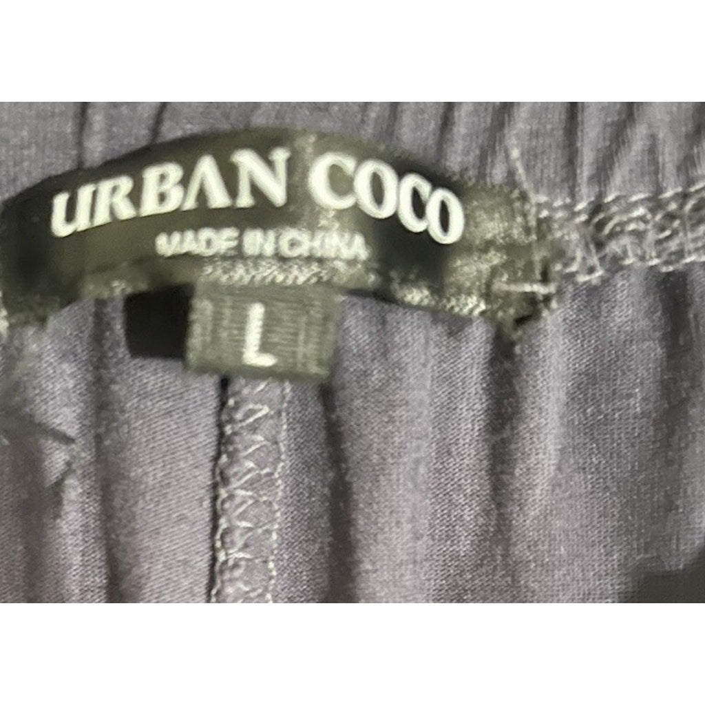 Urban Coco Size Large Wide Leg Black Smocked Elastic Waist Lounge Yoga Pants