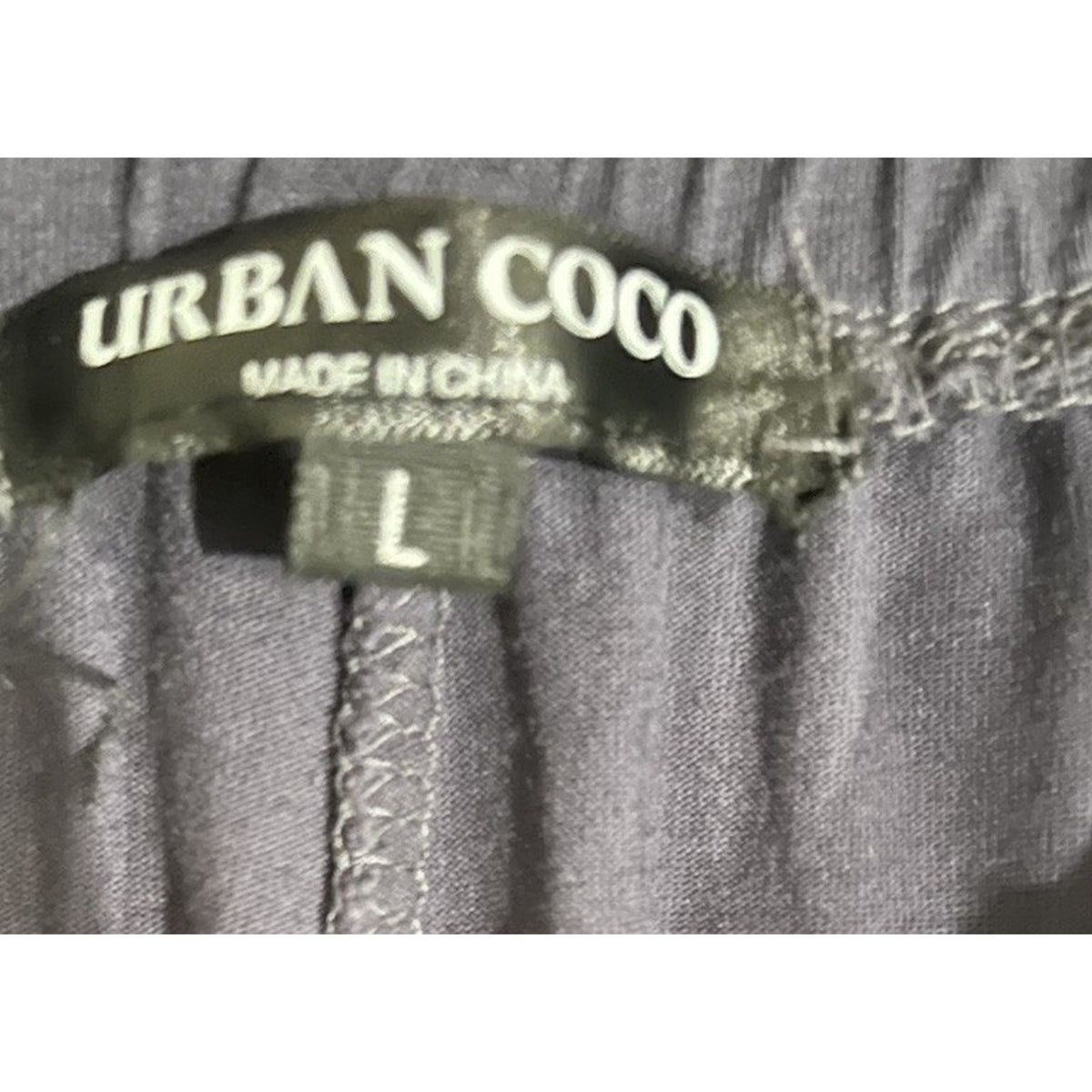 Urban Coco Size Large Wide Leg Black Smocked Elastic Waist Lounge Yoga Pants