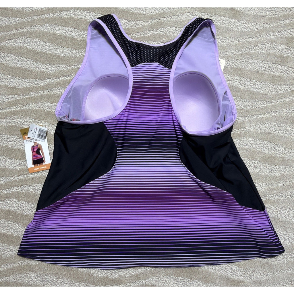 ZeroXposur Womens 2X Scuba Tankini Swimsuit Top Racerback Yoga Run Bike New