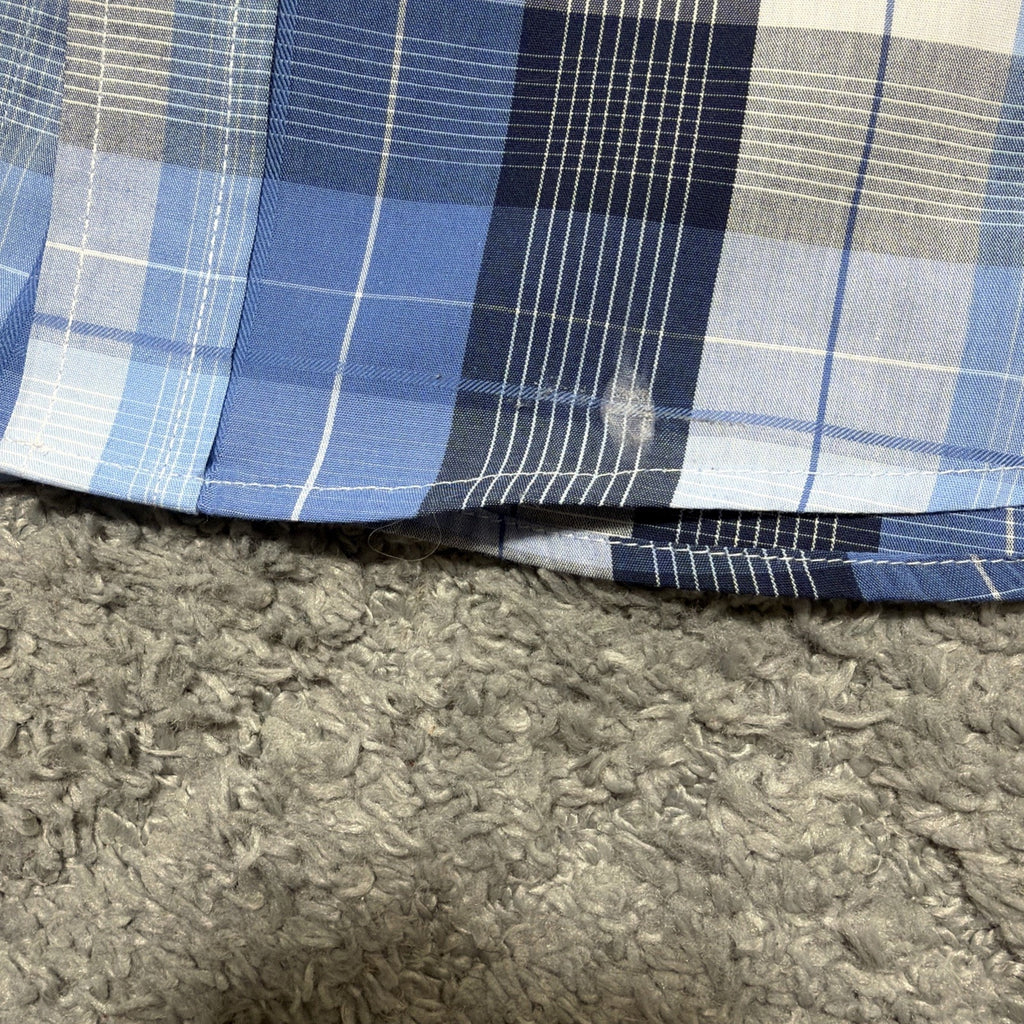 New Gioberti Blue Plaid Short Sleeve Button Down Shirt Mens M Preppy Casual