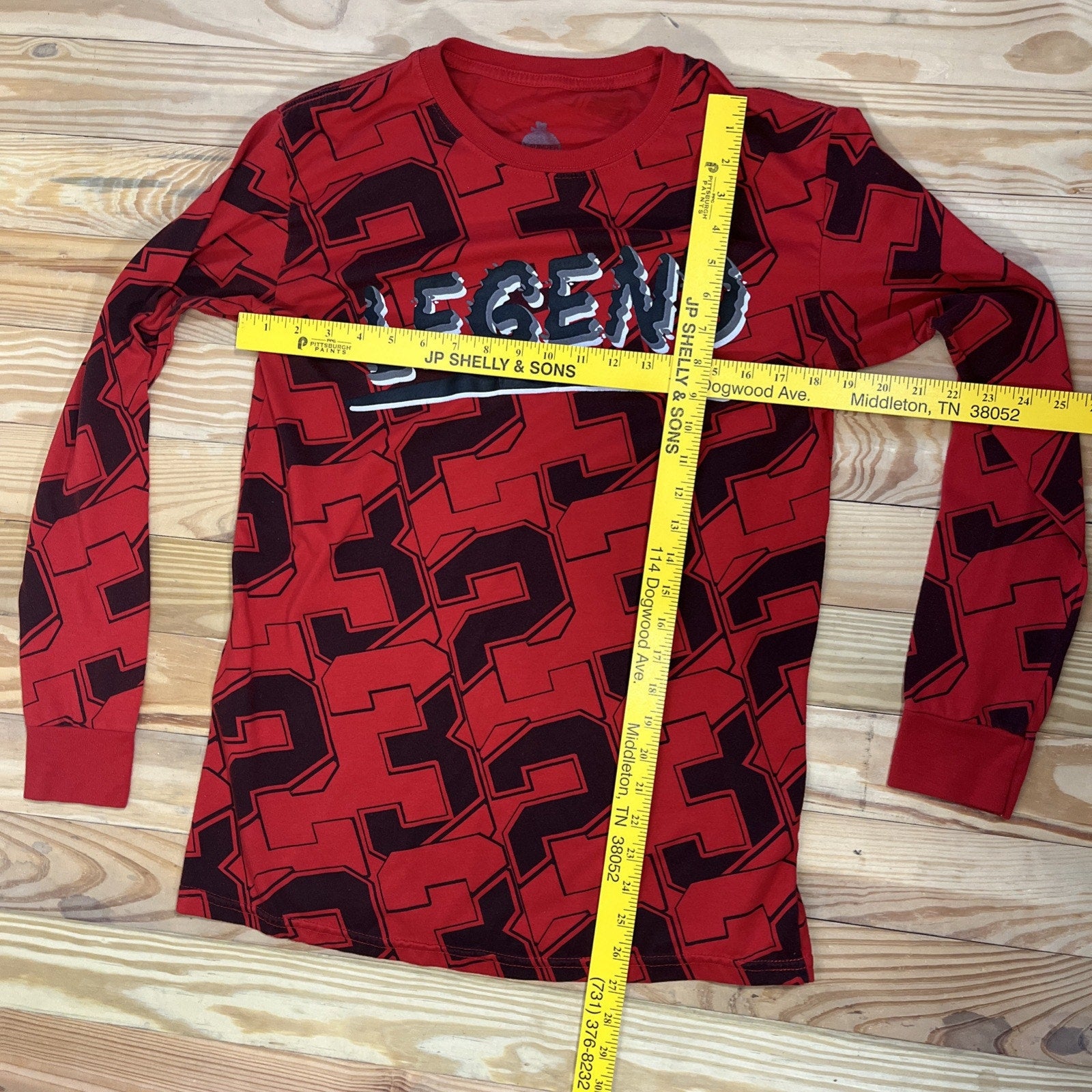 Basketball LEGEND #23 Shirt Men's M Bailey Apparel Long Sleeve All Over Print