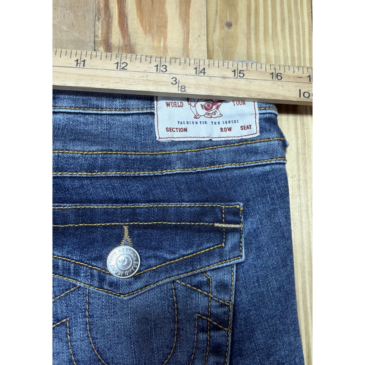 True Religion Jeans women size 31x33 Billie Mid Rise Straight Flap Pocket