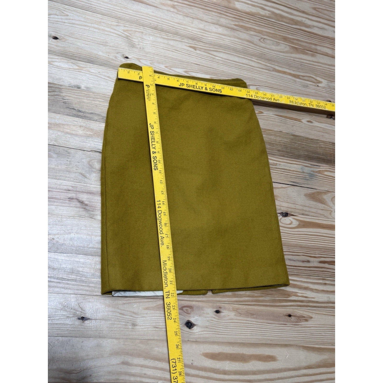 J Crew Yellow Pencil Woven Wool Lined Knee Length Zipper Skirt Women’s Size 2