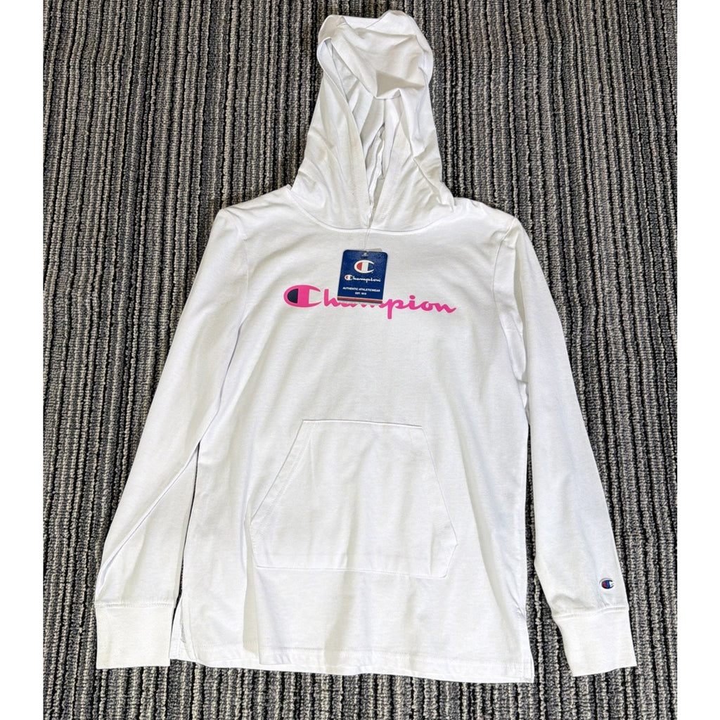 Champion Hoodie Girl's Size XL Logo White With Pink Logo NWT