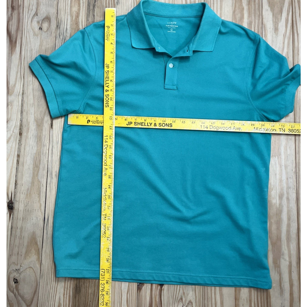 J Crew Flex Piqué Polo Untucked Shirt Green Men's SZ Large