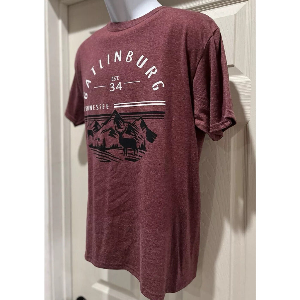 90s Vintage Gatlingburg TN T Shirt Maroon Size Medium Mountains Unisex