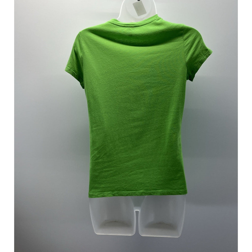 TALBOTS Woman SS Green Knit Top With Detailed Trim Front Placket Size SP
