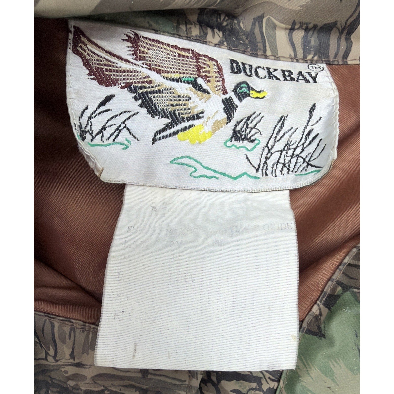 Vintage Duck Bay Snap Up Camo Rebark PVC Hunting Lined Jacket in Size Medium