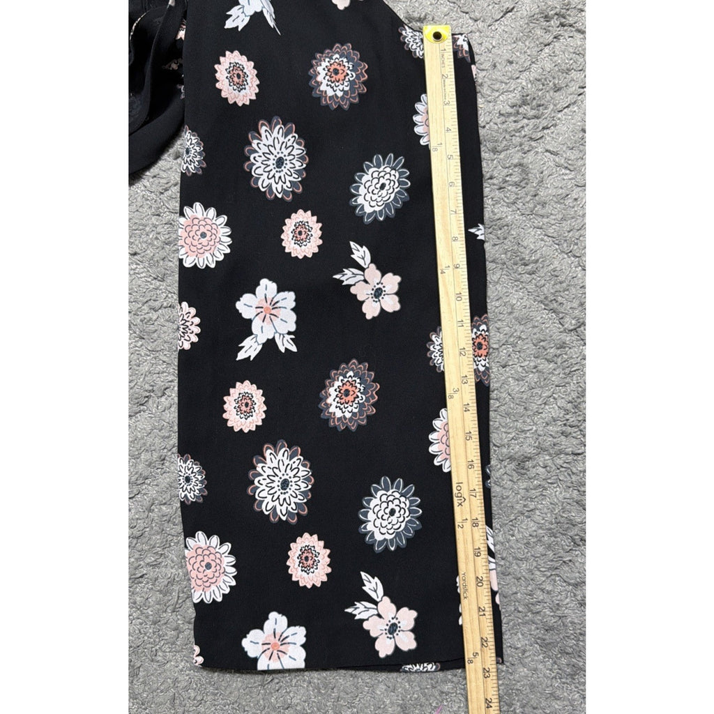 Ann Taylor Loft Black Floral Sleeveless Romper Jumpsuit Pockets Sz S Petite