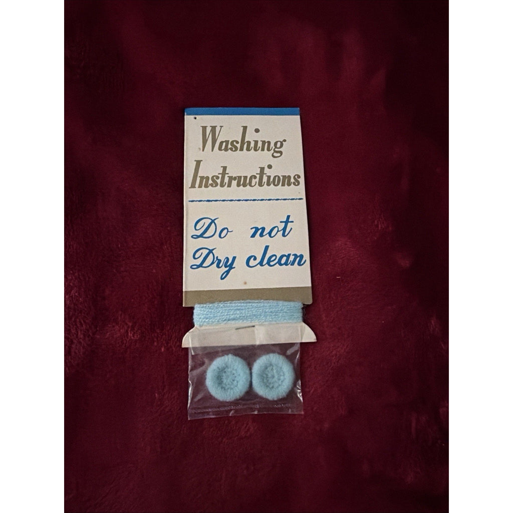 Vintage Blue Knit Covered Buttons Matching Yarn Repair Kit NOS Sewing Notions