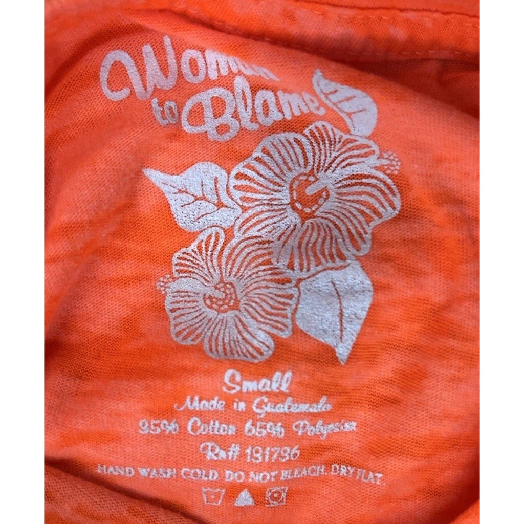 Woman to Blame Orange Burner Can Shirt Margaritaville Small