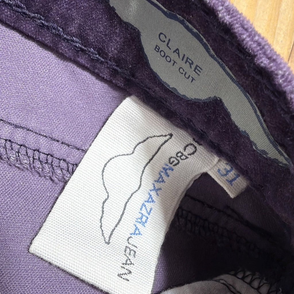 BCBG MaxAzria Claire Velour Purple Bootcut Womens Jeans Size 31x30 Hemmed
