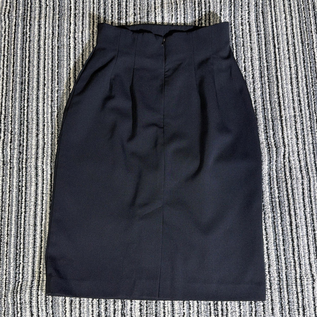 Anne Klein Vintage 90s 100% Wool Black Pencil Skirt Lined Size 6