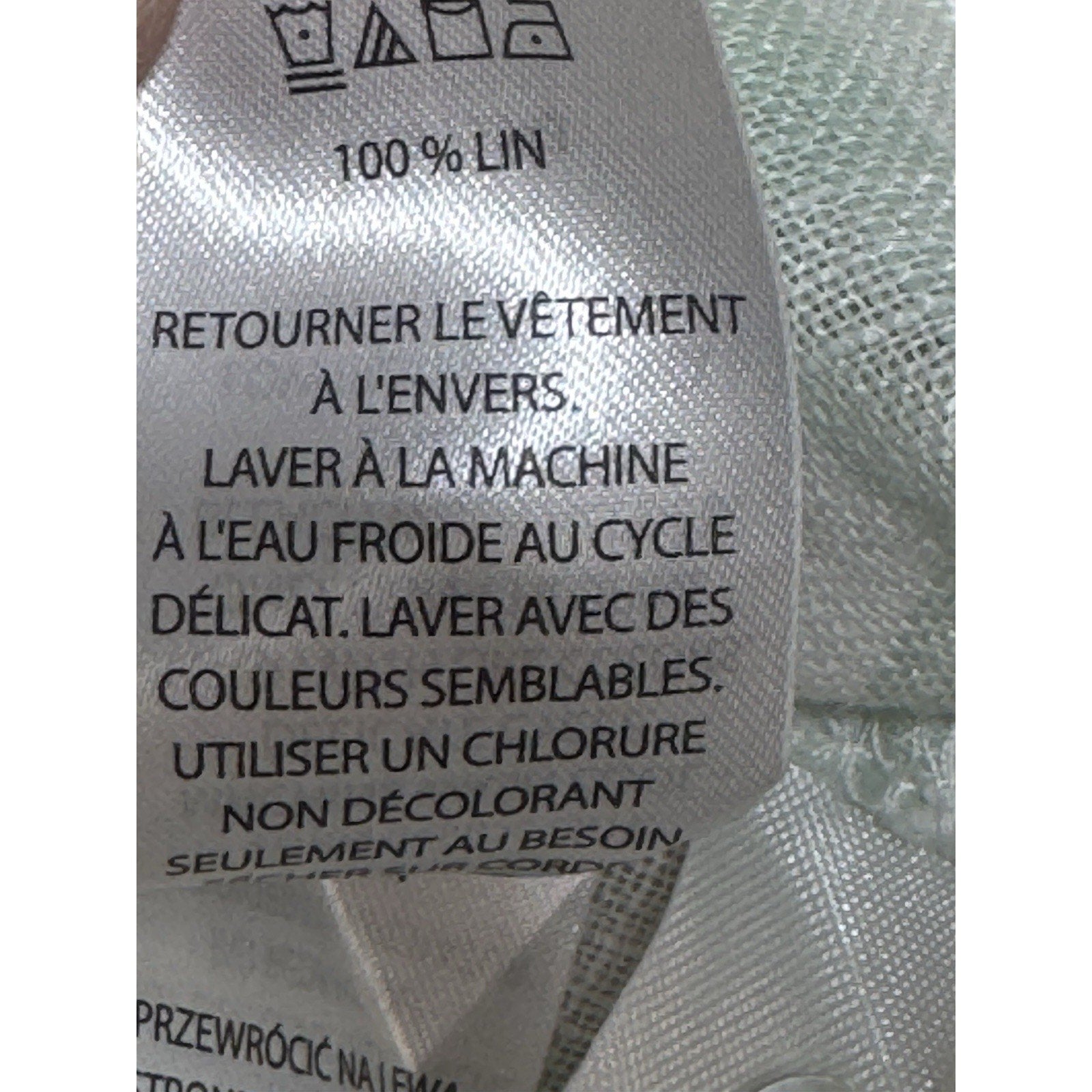 Laura Ashley 100% Linen Mint Green Plaid Button Shirt Large Puff Sleeve