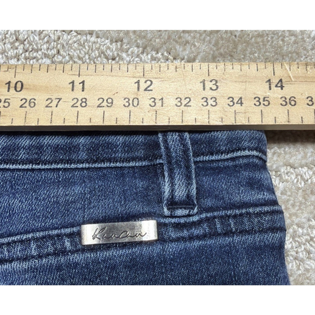 KanCan Jeans Womens 7/27 High Rise Skinny Button Fly Distressed Raw Hem Blue