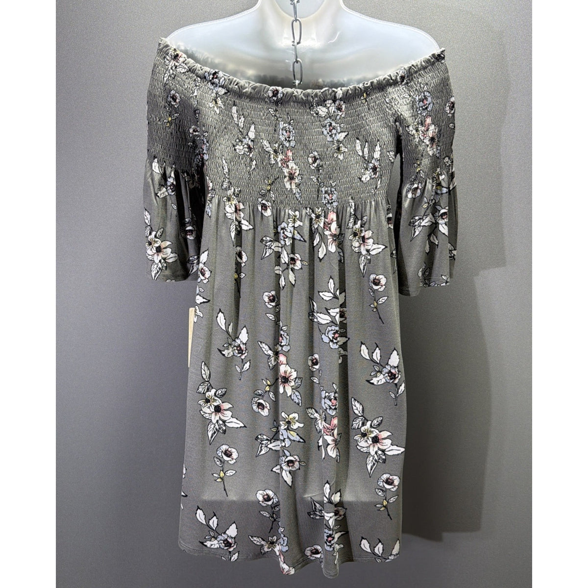 Rewind Mini Dress Floral Off The Shoulder Bell Sleeve Stretch Size XS New