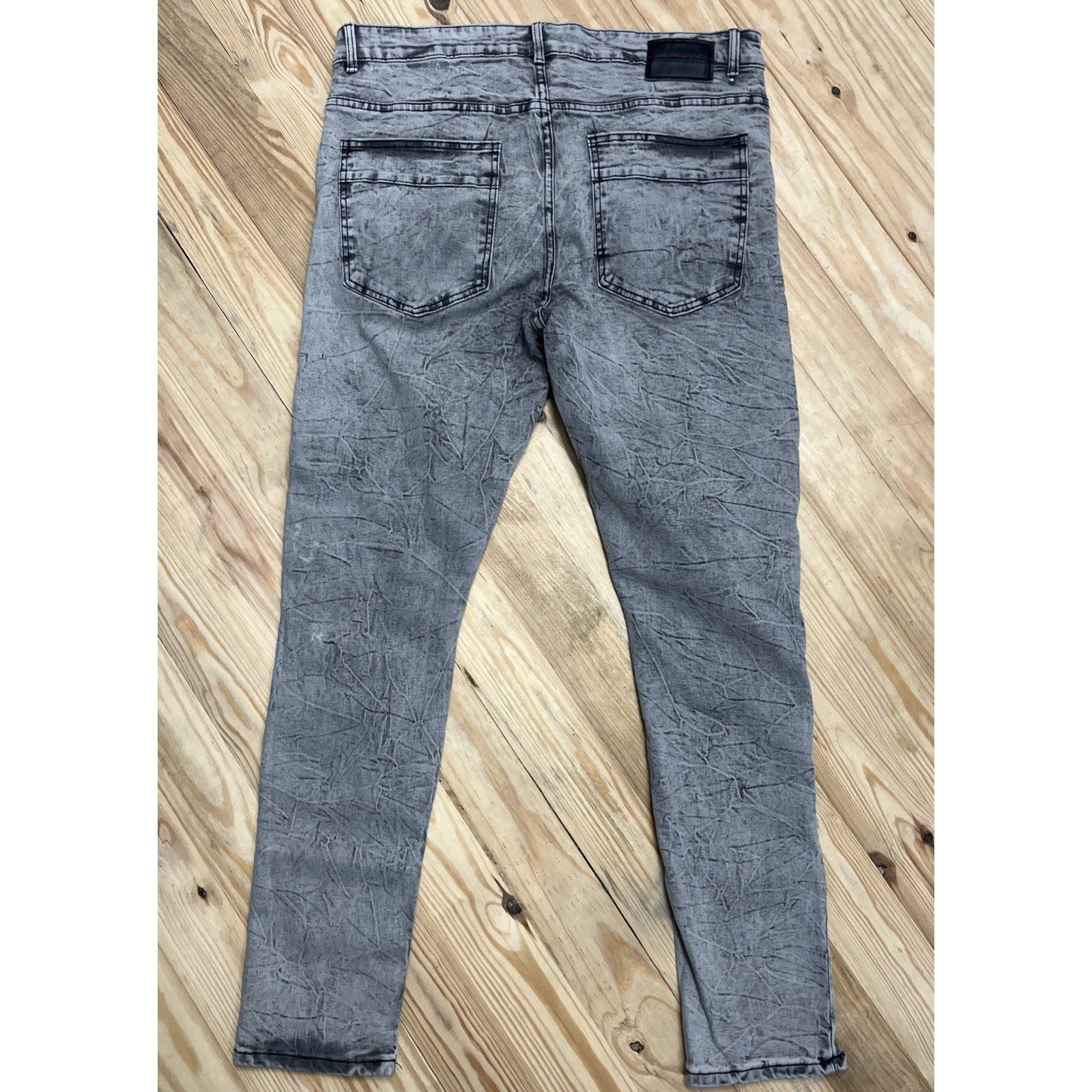 M. Society Politically Incorrect Gray Moto Zip Skinny Jeans 38x32
