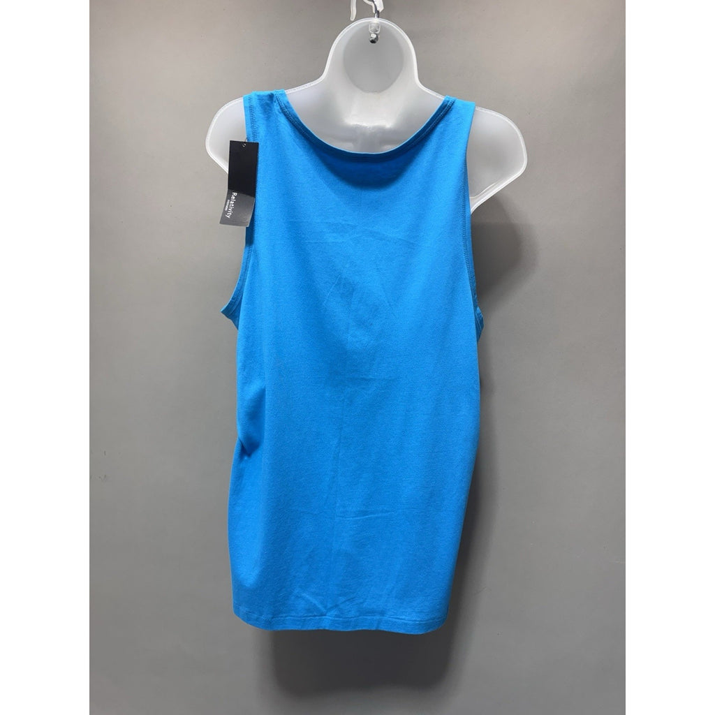 NWT Relativity Tank Top XL Blue Sleeveless Pocket Casual Stretch Knit Women
