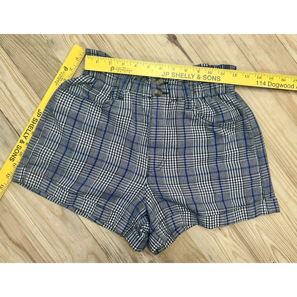 American Eagle High Rise Shorts Womens Size 4 Houndstooth Plaid Black White Blue